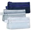 High Capacity Pen Bag Clear Mesh Pencil Case Double Layered Pen Organizers Art Supplies Organizers Travel Cosmetic Bag