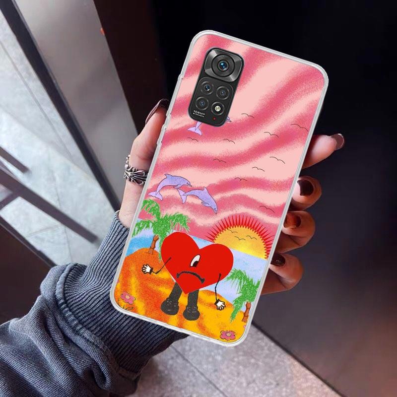 Bad Bunny Herz Handyhülle Für Xiaomi Redmi Note 15 14 14S 13 12S 12 Pro Plus 11S 11 10S 10 4G Hülle 11E 11T 5G Druck Fundas Rot