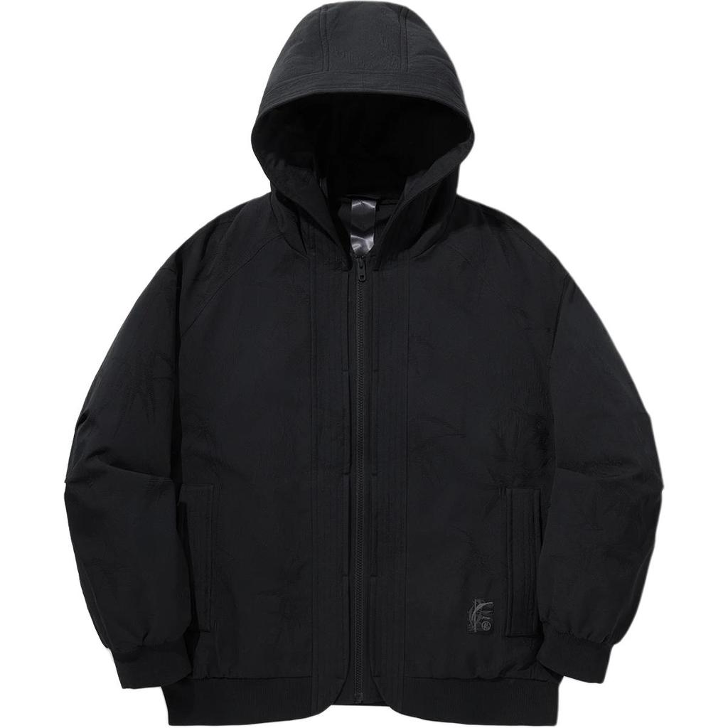 Li Ning X Jackie Chan Collaboration Kung Fu Series Solid Color Zip-Up Hooded Short Cotton Jacket Men jackets Black AJMU153-3