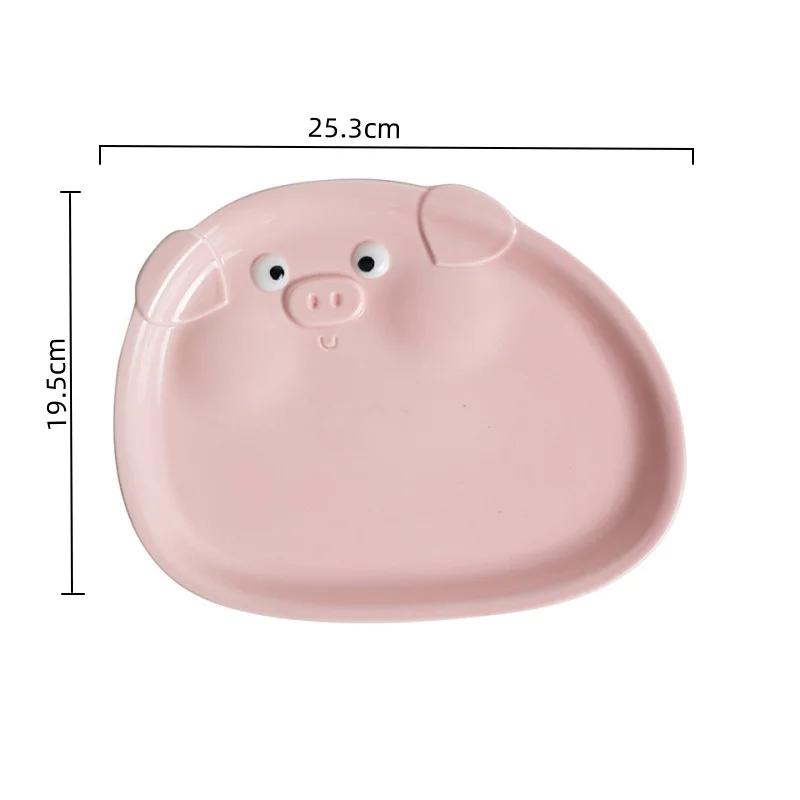 Cute Pink Pig Ceramic Tableware Mug Bowl Irregular Plate Household Disc Kitchen Supplies Main Course Decorative Tableware Plates
