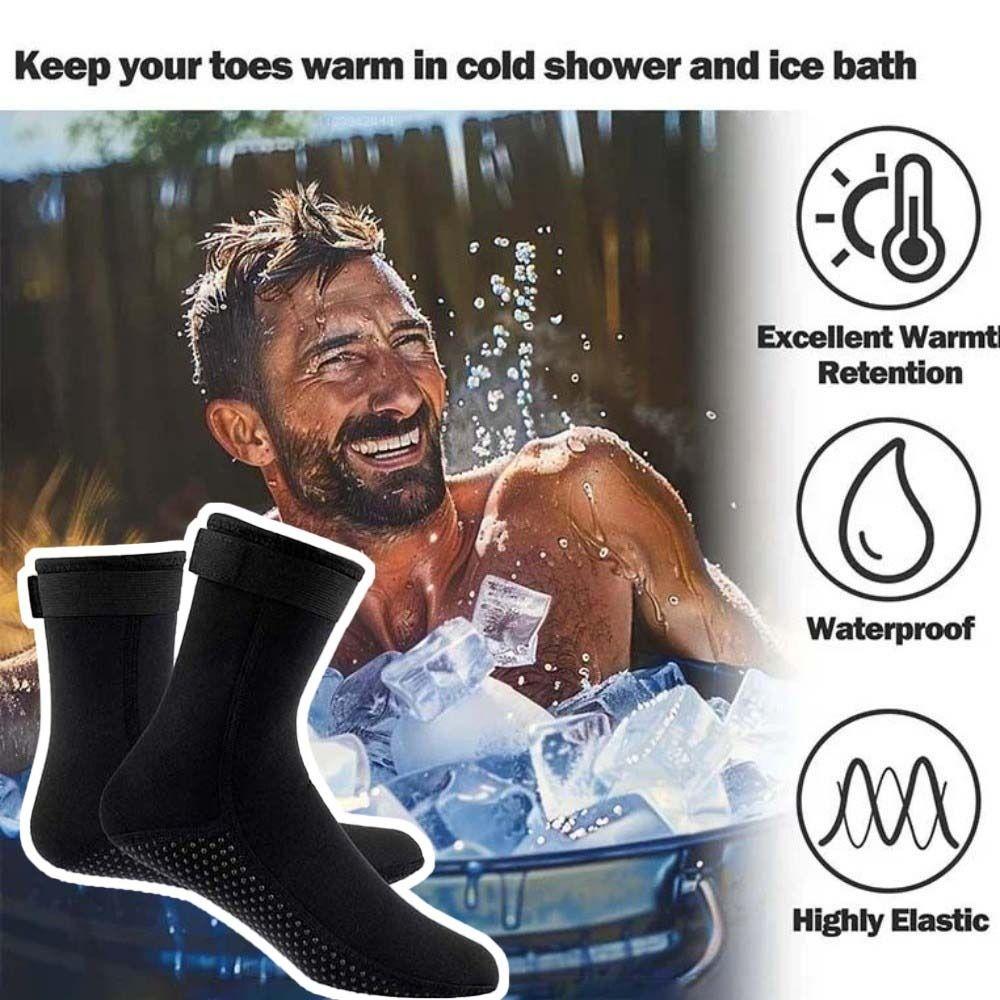 1pair Long Tube Black Diving Socks Non-slip Diving Surfing Boots  Beach Volleyball