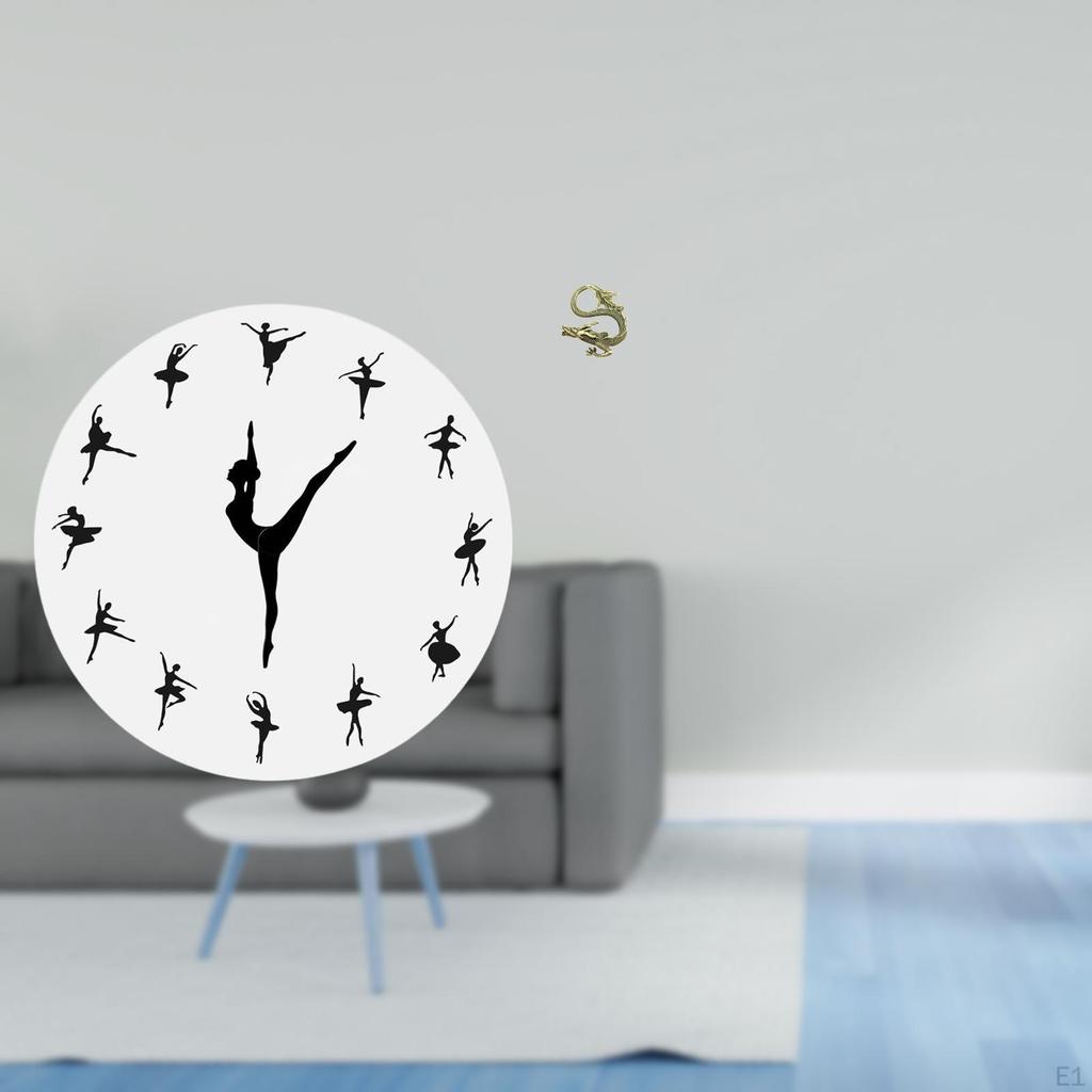 Ballerina Wall Clock Ballet Dancing Girl Brass Chinese Statue Mini Tea Pet Figurine Silent Mute