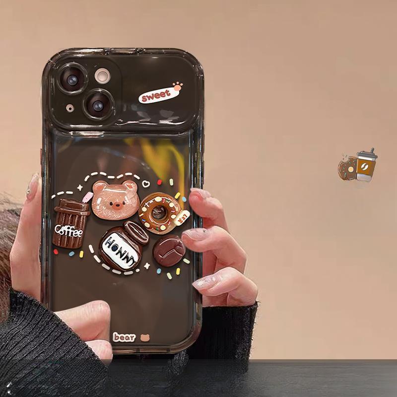 Applicable To Apple/Huawei/oppo/vivo/Xiaomi Mobile Phone Case IPhone Cute Bear Flip Mirror Pendant