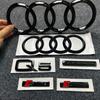 285mm Für Q5 2014-2019 4Ringe Logo ABS Schwarz Auto Motorhaube Frontgrill Emblem Heckklappen Emblem Q5 Aufkleber Quattro Sline Emblem