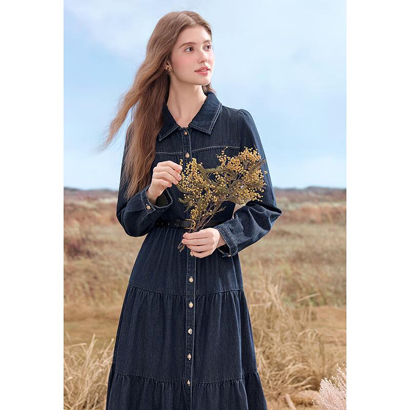 Betu Women's Belted Denim A-line Dress