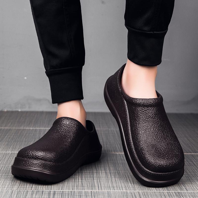 Fashion Chef Shoes Men's Lightweight Summer New Men's Shoes Waterproof Breathable Large Black Indoor Kitchen Anti Slip Work Shoes 2025