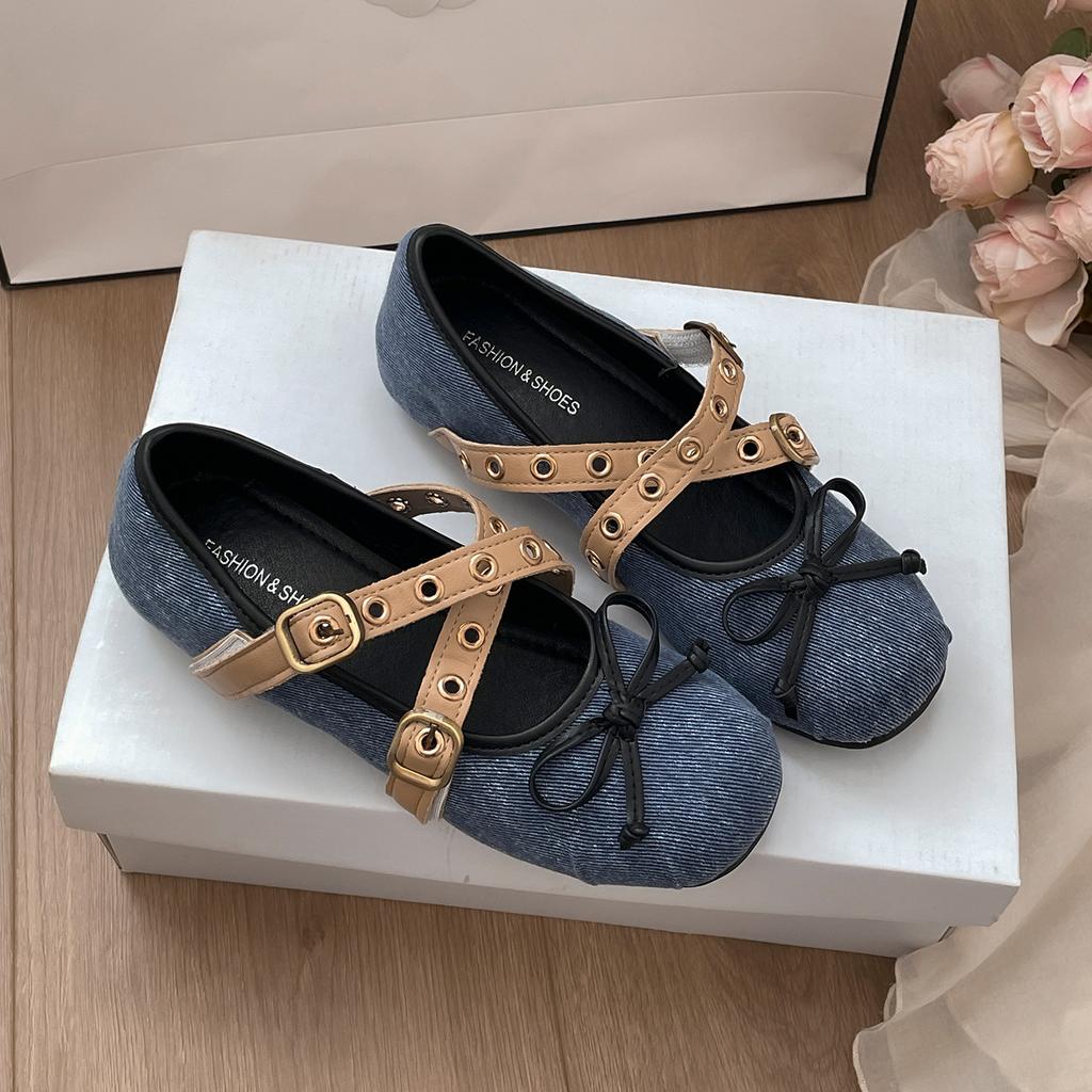 Retro French round head inner height increase shallow mouth flat sole single shoes women's 2025 new autumn skirt Mary Jane shoes