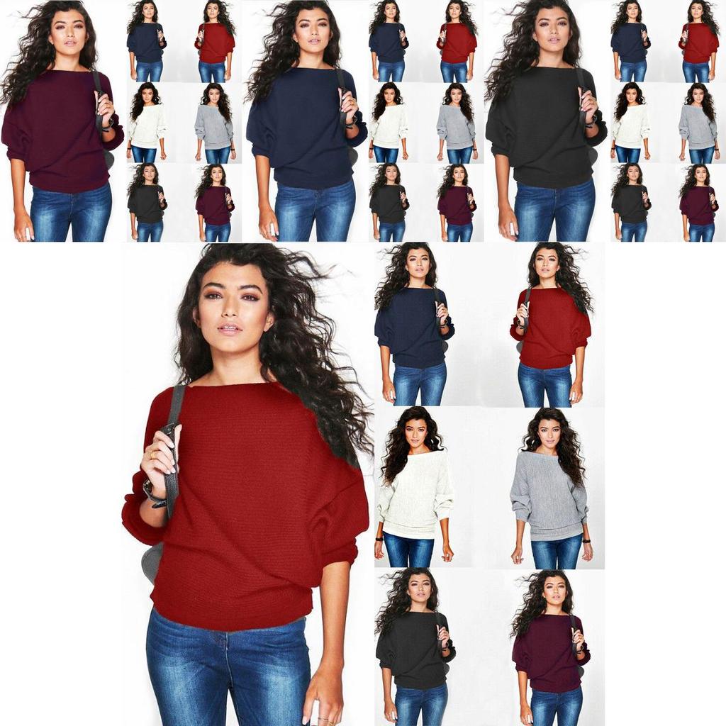 Stylish Women's Long Sleeve Baggy Ladies Pullover Knitted Oversized Sweater Jumper