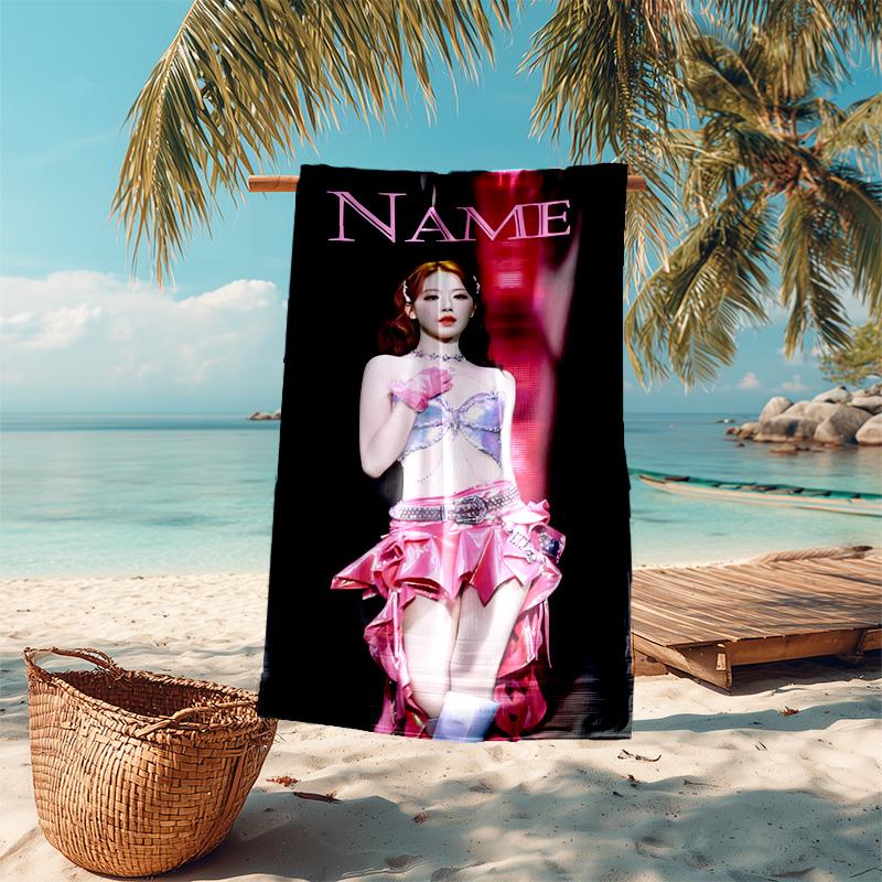 Personalized customized proof beach towel with Wonyoung pattern - soft, absorbent,quick-drying,perfect swimming,camping&bathing