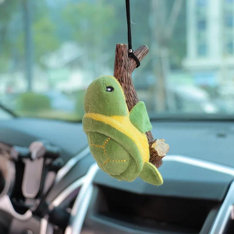 1pc cute car pendants Turtle Panda shape Car Mirrors Accessories Plush resin cartoon tree stump car accessories interior