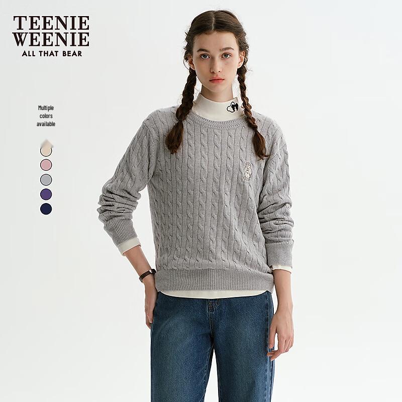 Teenie Weenie Women's Cable Knit Round Neck Sweater