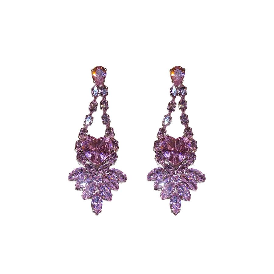 Silver needle zircon love water drop stud earrings viral trends temperament earrings light luxury high sense earrings women