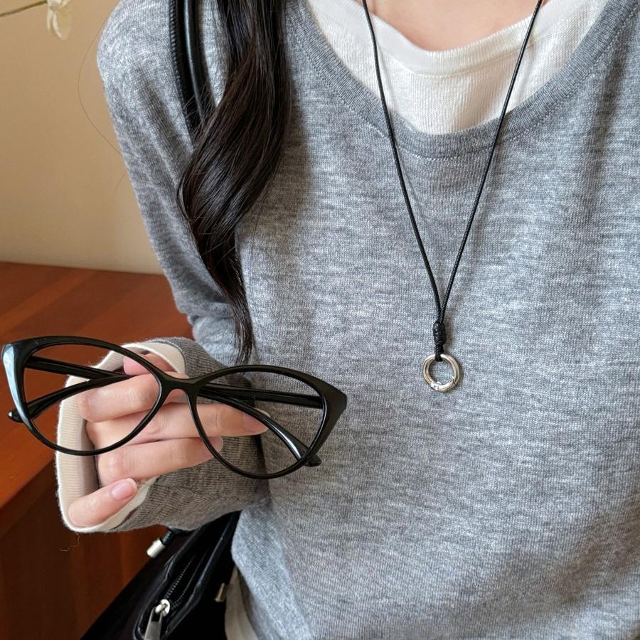 Korean‑Style Sunglasses‑Clip Lanyard Women Necklace, Niche High‑Sense Long Decorative Portable Glasses‑Clip Clothing Accessories