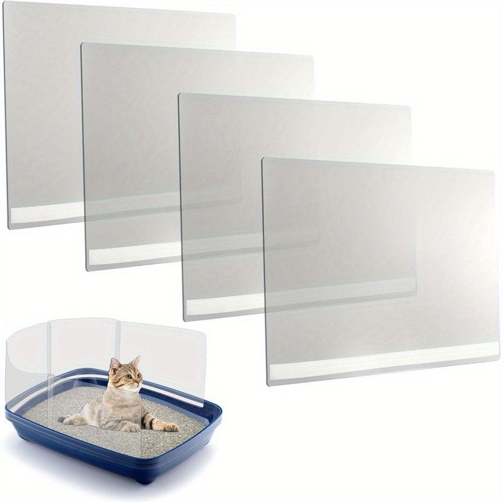 4Pcs/Set High Sided Cat Litter Box Pee Shields Thickened Waterproof Litter Box Splash Guard Seamless Easy Clean