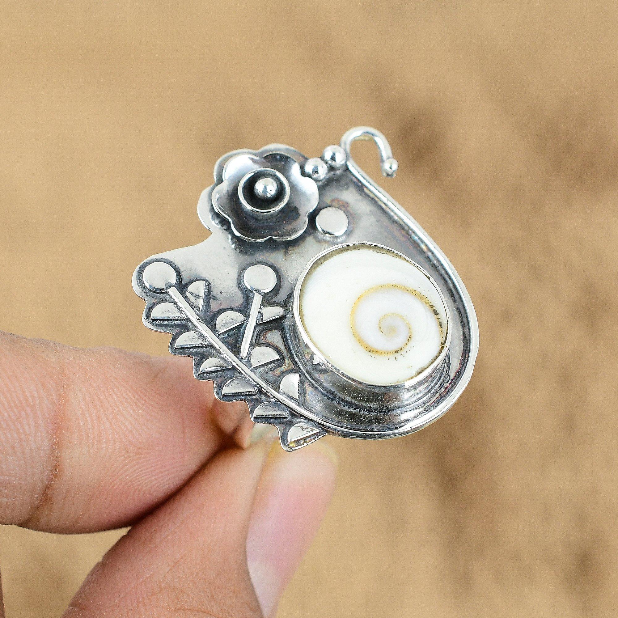 

Sterling Silver Shiva Eye Shell Gemstone Flower Promise Daughter Ring Jewelry Yes