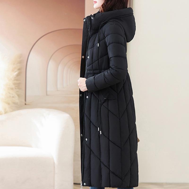 Dámské bundy zimní dlouhé parky s kapucí elegantní tlusté teplé kabáty větší velikosti zimní svrchní oděvy