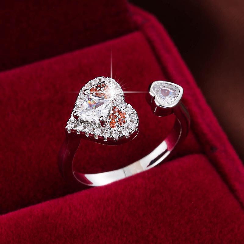 Herzförmiger Zirkonbesetzter Ring: Modischer, Verstellbarer, Eleganter Zeigefingerring
