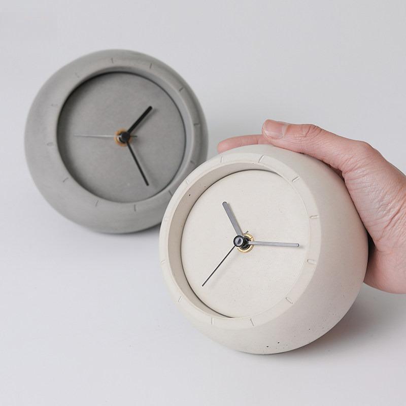 Exposed Concrete Table Clock Minimalist Creative Desk Clock Silent Desktop Clocks Mini Storage Watch Luxury Home Decoration
