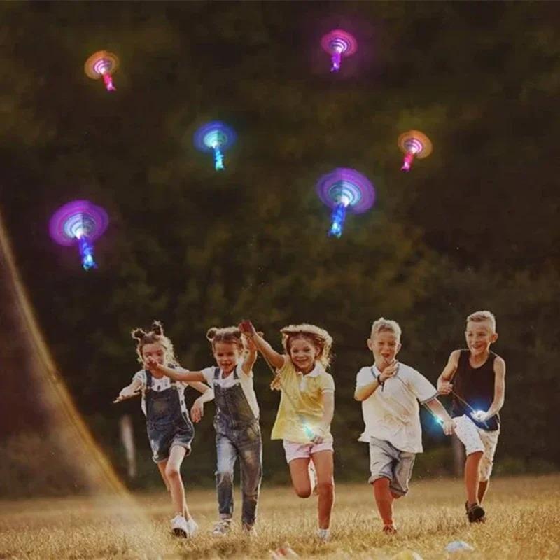 Rocket Slings Flying Toys with Led Lights, LED Arrow Helicopters with Launchers,Summer Outdoor Game Toy Party Favor for Kids
