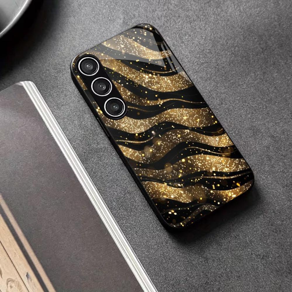 Hot topic Golden stripes PhoneCase Glass PhoneCase for Samsung Galaxy S26 S25 S24 S23 S22 S21 FE Ultra Plus scratch proof Smooth