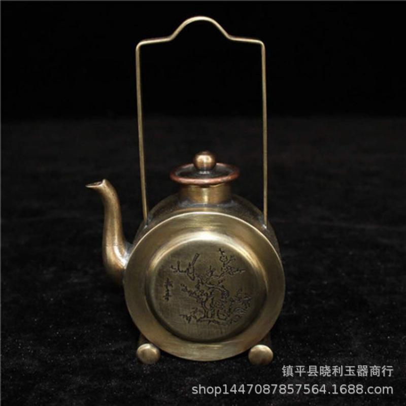 White Wine Pot Inkstone Drip Water Drop Ornament Seal Carving Child Landscape Painting Copper Antique Miscellaneous Items