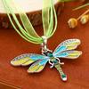 Fashion Crystal Dragonfly Pendant Necklaces For Women Vintage Insect Multi Layers Rope Necklace Jewelry Thanksgiving Gift