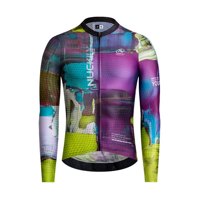 Mens Cycling Jersey Quick-Dry Breathable UV Protection Road Bike Top Long Sleeve