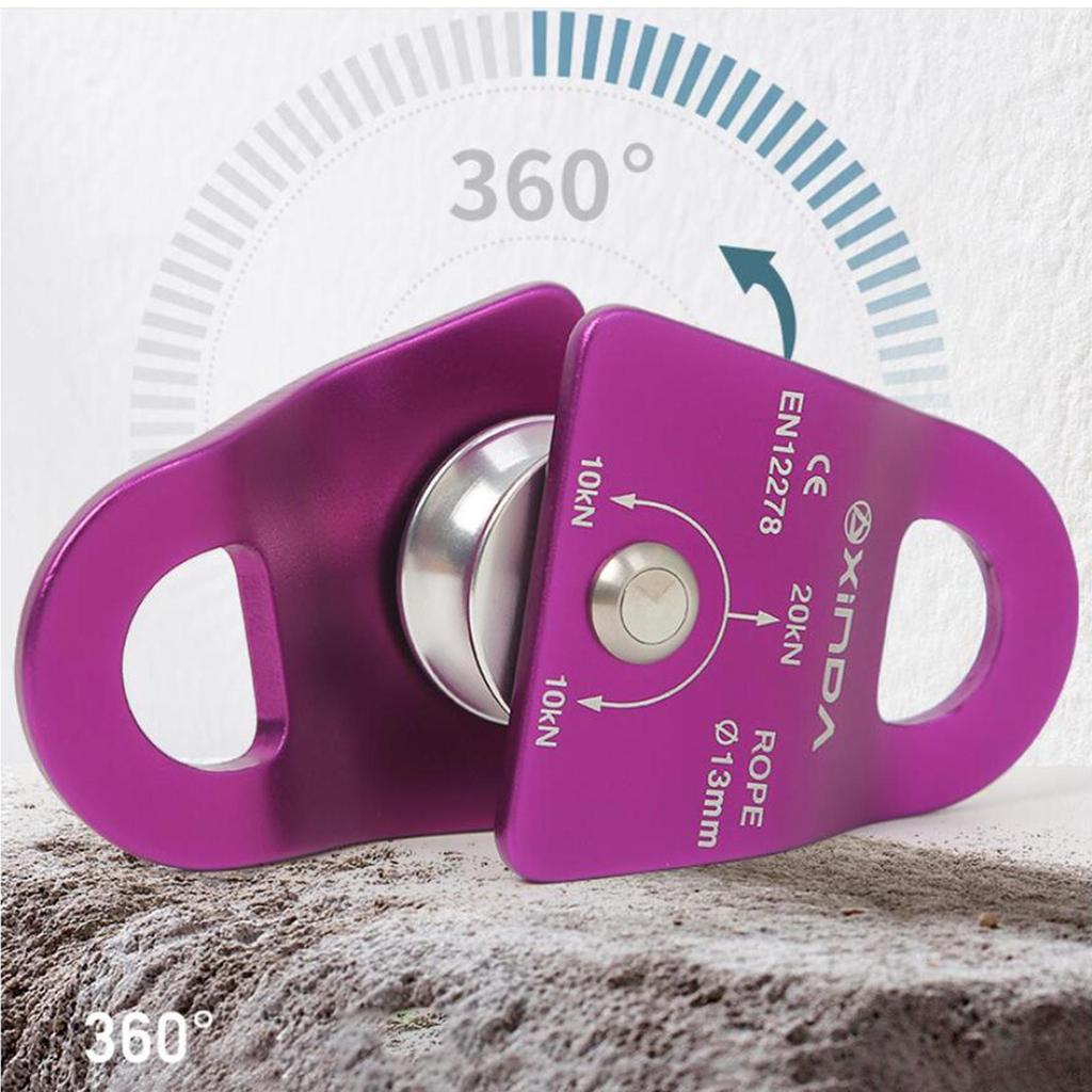 20KN Climbing Pulley Ball Bearing, Side Swing Lightweight Pulley, Steady Purple Outdoor for