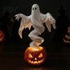 Decorative Figurine for Halloween Swirling Ghost Pumpkin Yard Lamp, Lighted Spooky Statue, Warm LED Outdoor Tabletop Statue Decor, Fall Autumn Garden