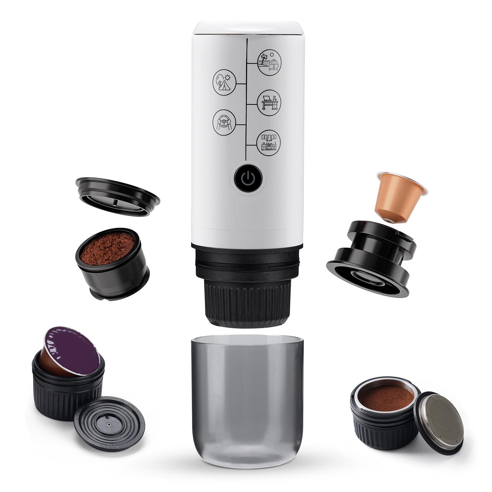 

Портативная эспрессо-кофеварка 4 в 1 Работает с капсулами NES DG и молотым кофе Беспроводная 17 бар Перезаряжаемая электрическая белый