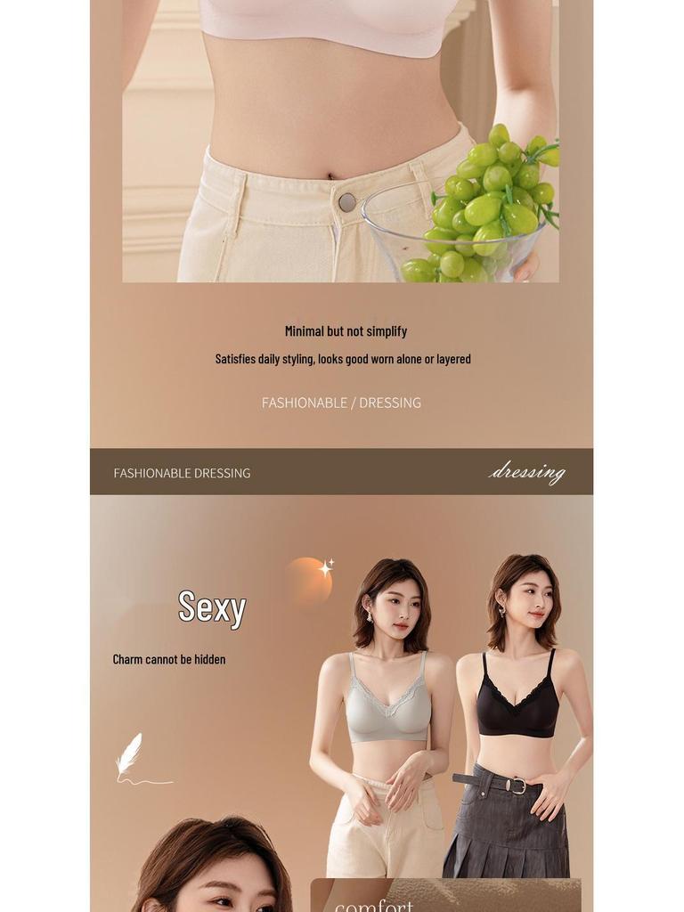 Comfortable Lace Push-Up Seamless Bra: Wireless, Breathable, Anti-Sagging, Beautiful Back Design for Women.