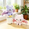 Cute Sakura Bat Cat Plush Keychain Kawaii Kitten with Wing Stuffed Toy Pendant Soft Fluffy Animal Doll Bag Charm for Girls Gift
