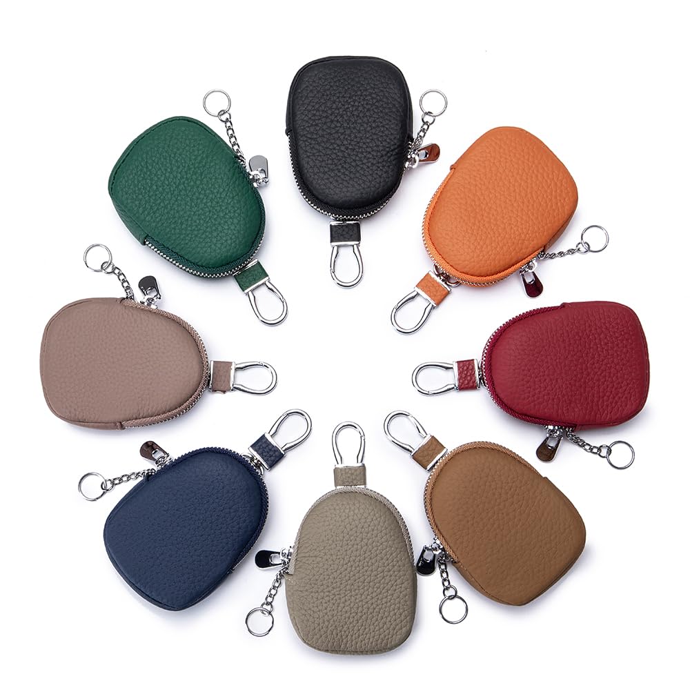 Yocipa Genuine Leather Smart Key Case for Men with Key Ring and Key Chain, Multifunctional Key Holder for Women, Compact Leather Accessory Case