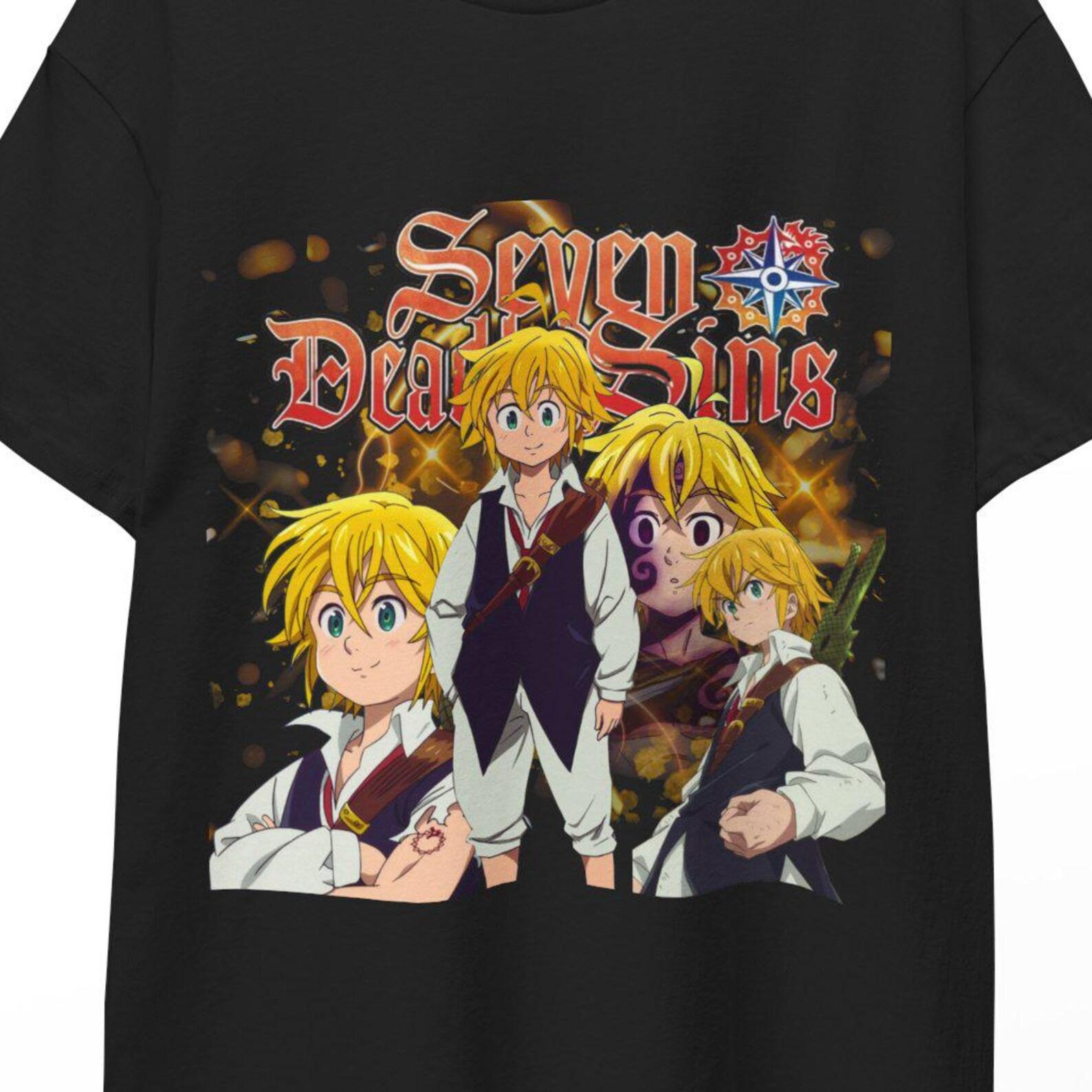 The Seven Deadly Sins Escanor Meliodas Shirt,Nanatsu no Taizai Anime Tee,Escanor T-Shirt, Top Unisex Anime Gift Tee Style,Meliodas Manga L