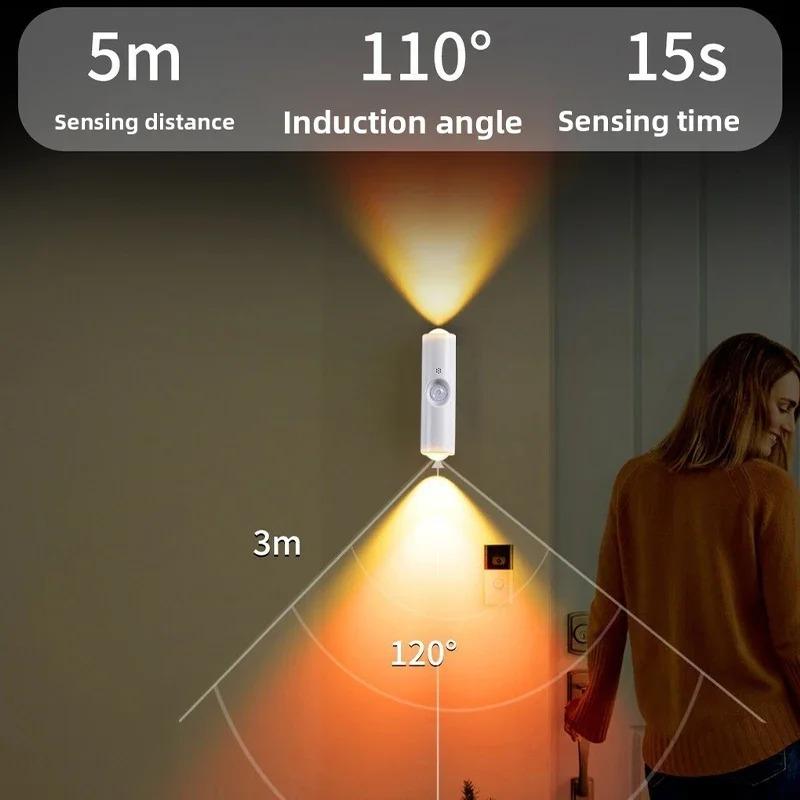 1/2/4PCS LED Induction Lights USB Charging Night Lights 3-color Mode Bedroom Staircase Kitchen Piano Room Bedside Reading Lights