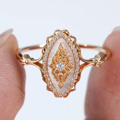 Bague Dentelle Diamant Blanc Taille Marquise - Luxueux Best-seller Haut de Gamme