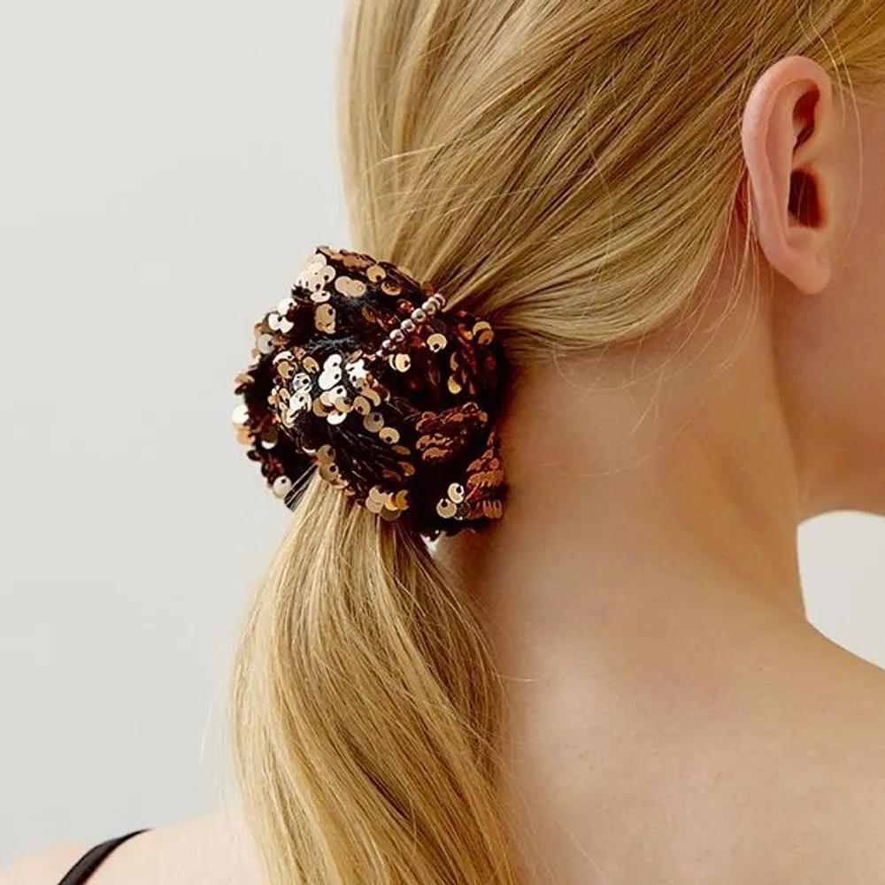 Pearl Sequin Scrunchie LFPT0656 Champagne