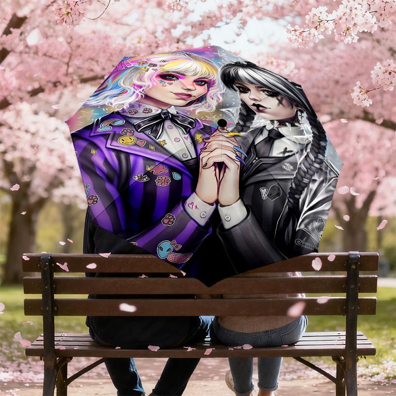 1PC Gothic Punk Umbrella-8-Rib Reinforced, Automatic Open, Lightweight & Durable, Cute Fashion Accessory for Outdoor-T181