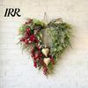 Decorative Heart Wreath Valentine's Day Farmhouse for Front Door Rustic Faux Greenery with Red Roses Berries Vintage Bell Window Porch