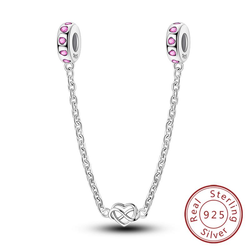 Safety Chain Charms Fit Original Copper Charms Beads Moon Star Butterfly Heart Safety Chain For Women Jewelry Gift