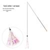 Retractable Cat Fishing Rod with Feather Teaser and Bite-Resistant Replacement Head for Self-Play and Boredom Relief.