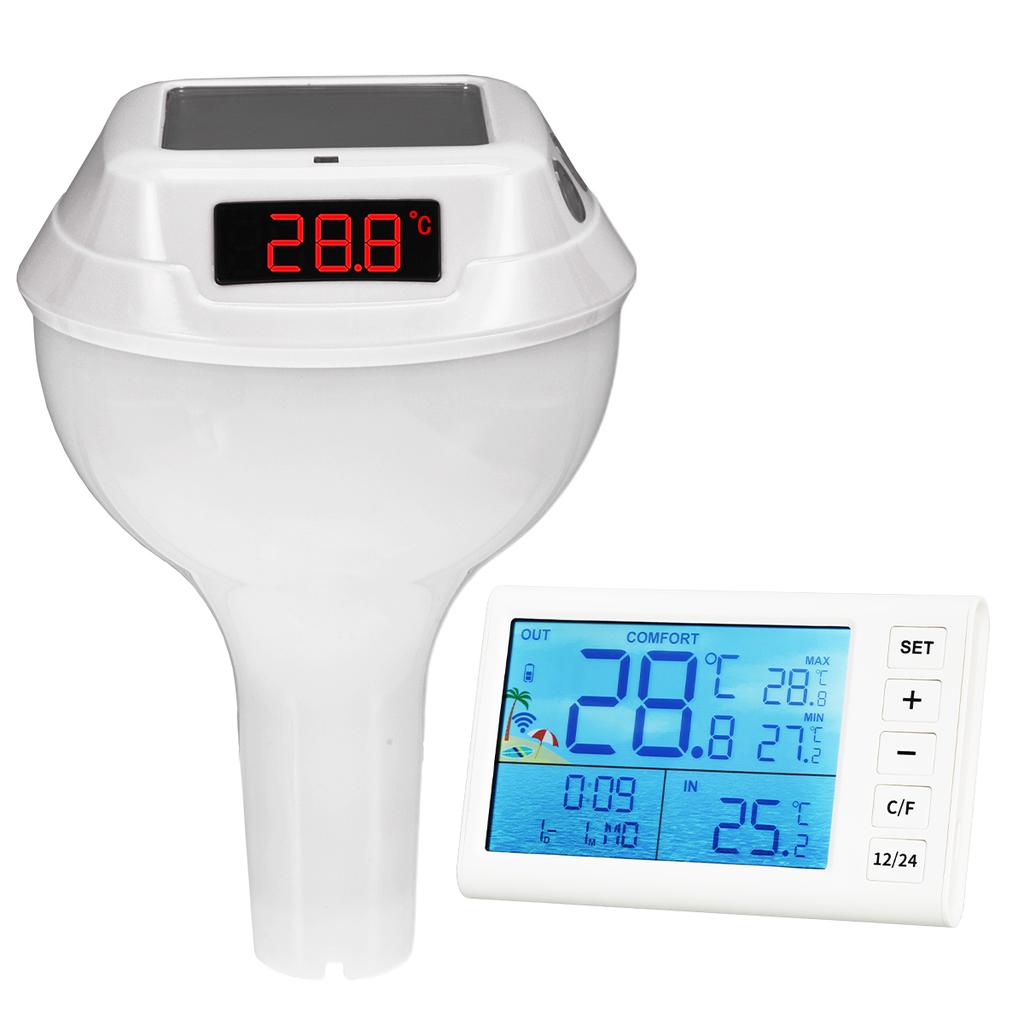 2025 New Wireless Floating Pool Thermometer Solar Pool Thermometer LED Digital Water Thermometer RGB Ambient Light