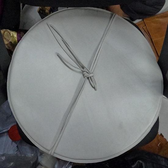 Noora Lambskin Leather ROUND WHITE CHAIR Pad With TIES | Rounded Shape Chair Pad | Dining Chair Round Leather Seat Cushion for Stool |