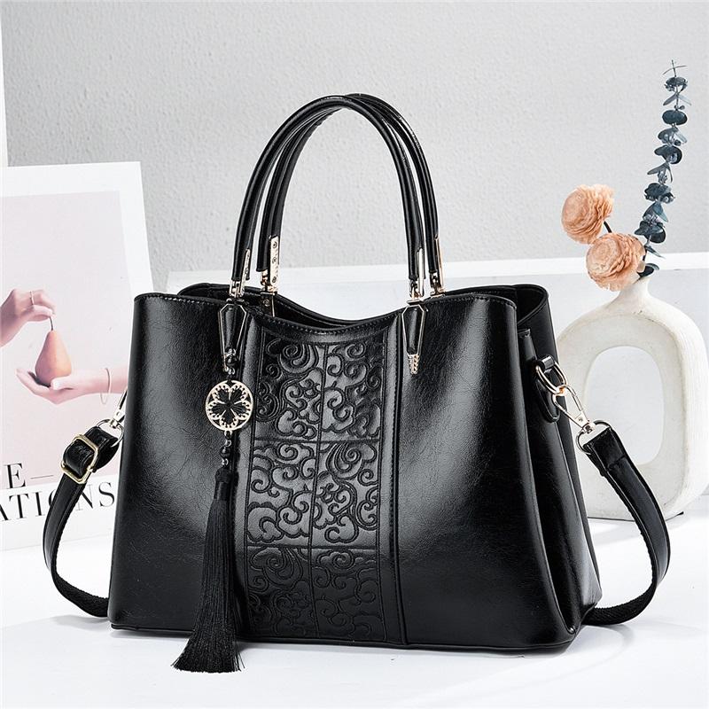 Exquisite Vintage Embroidery Premium Texture Handbag For Middle Aged Ladies, Multi-purpose Top Handle Shoulder Crossbody Holiday Gift Bag