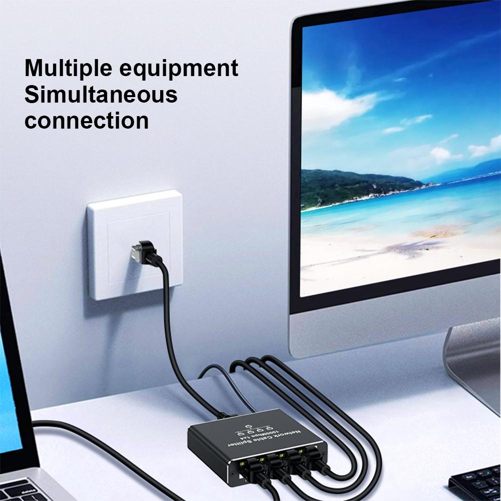 1 To 4 Gigabit Ethernet Splitter 4 Devices Simultaneously Networking 1000Mbps Internet Splitter Adapter for Cat5/5e/6/7/8 Cable