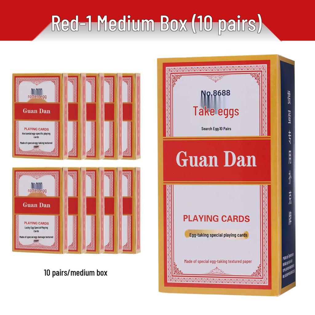 Guan Dan Premium Poker Playing Cards - Thickened, Hardened with High-End Linen Finish, Blue Core Paper, Full Case of 100 Decks.