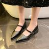 Retro Style Thick Heel Women Mary Jane Shoes Fashion Shallow Pointed Toe Ladies Comfort Office Pumps Footwear