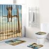 Elephant Lion Animal Shower Curtain Floor Mat Combination Set Toilet Carpet Shower Room Mat Foot Mat
