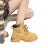 Martin Boots Women's New Autumn Short Boots High-top Rhubarb Boots Yellow Thick-soled Mountaineering Boots