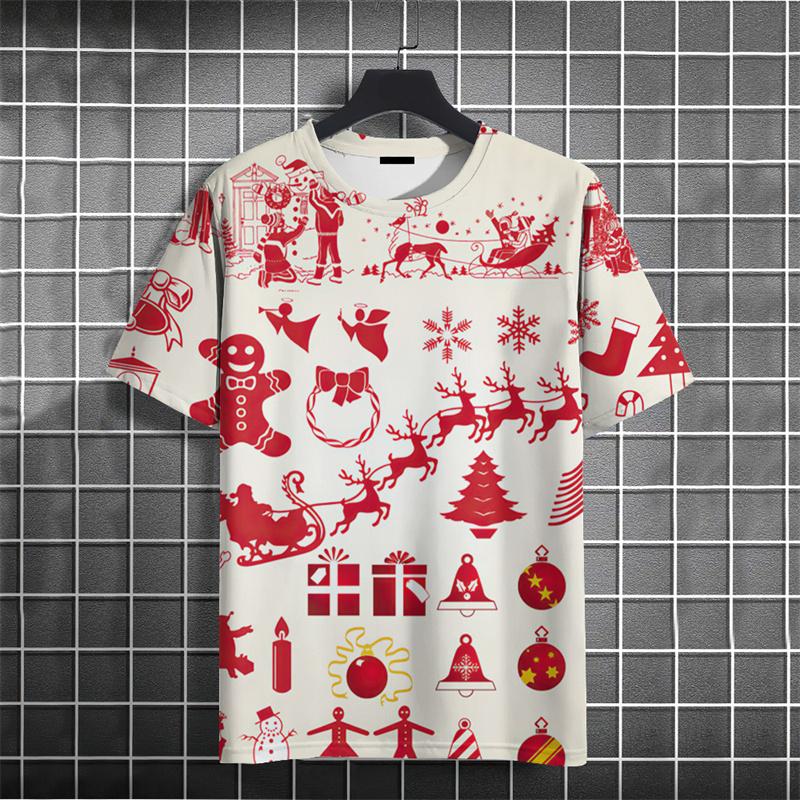 Summer Christmas Tree 3D Print T-Shirts Streetwear Men FashionOversized Casual O-Neck Short Sleeved T Shirt Tees Tops Clothing